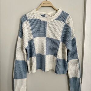 Blue and White Checkered Sweater